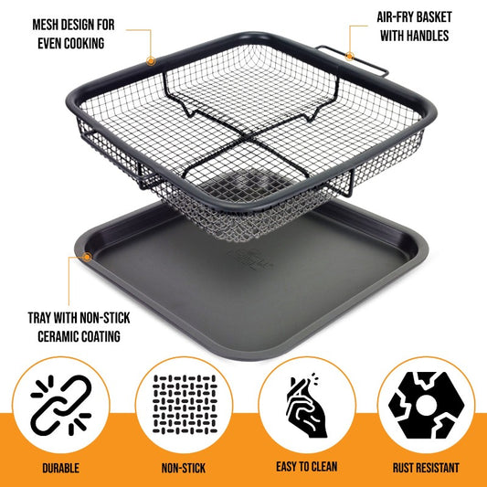 Air Fryer Basket for Oven,Stainless Steel Crisper Tray and Pan, Deluxe Air  Fry in Your Oven, Baking Pan Perfect for the Grill