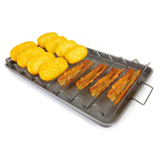 Eazy Mealz XL Texas Crisper & Cookie Sheet Set - Nonstick Oven Air Frying Rack, Gray, Size: XL Gray