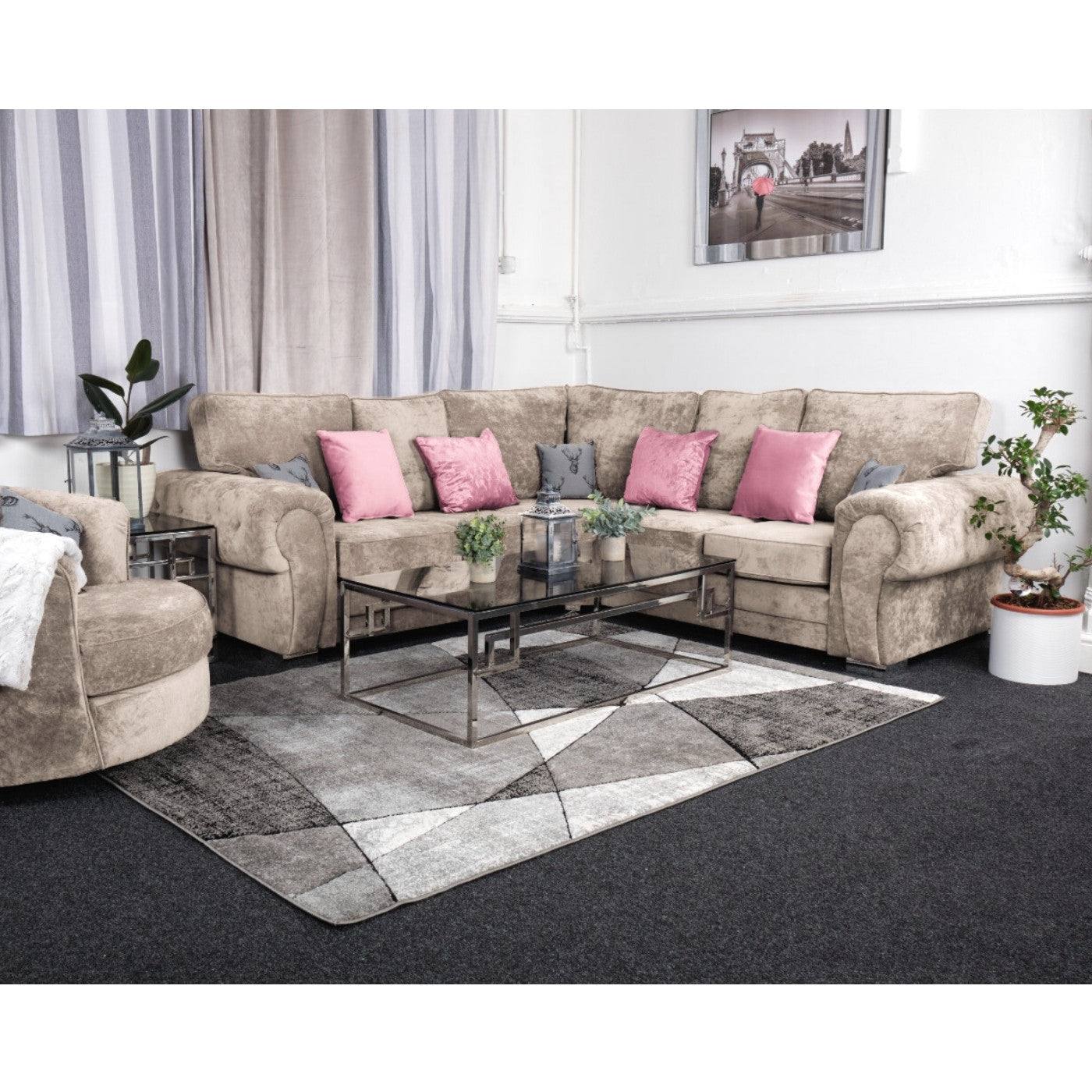 Verona Corner Sofa 5 Seater Full back, Grey or Mink | RJF Furnishings