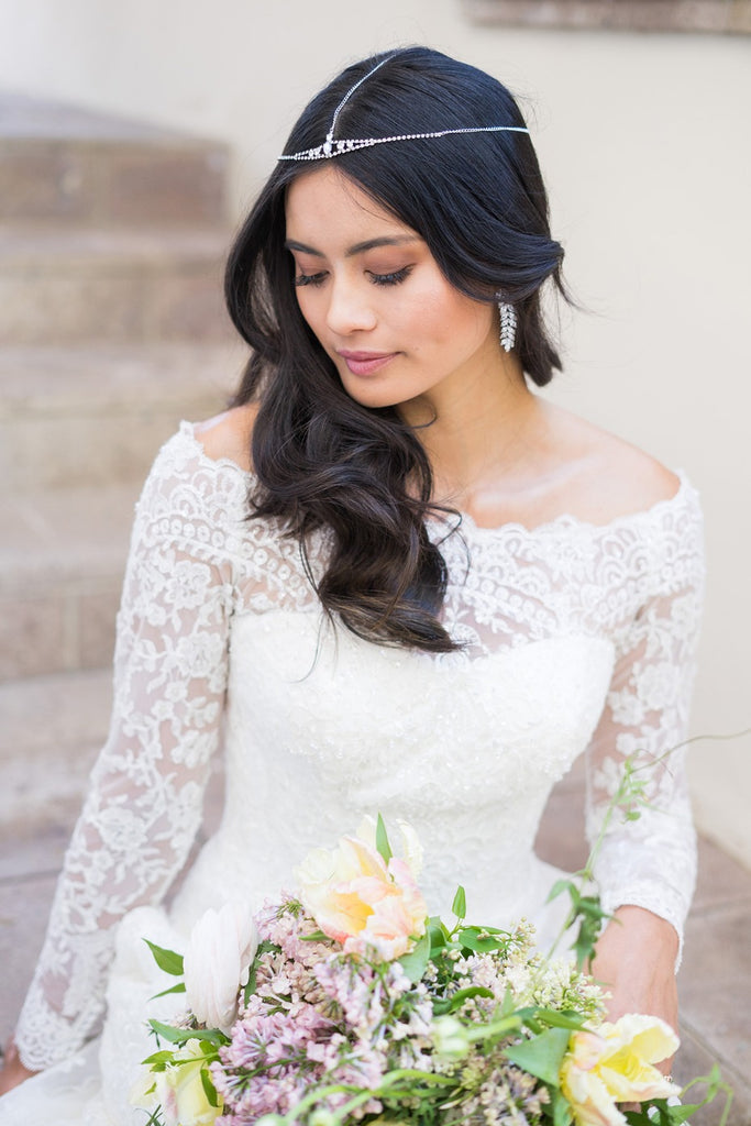 oleg cassini off the shoulder lace wedding dress