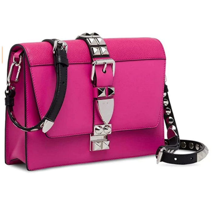 Prada Fashion | Prada Elektra Pink Calfskin Saffiano Leather Studded C –  Makeup My Way