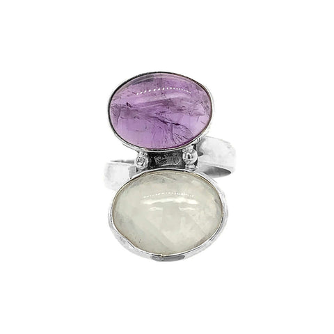 Moonstone and Amethyst Ring | Nueve Sterling