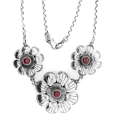 Exquisite handmade silver necklace with garnet