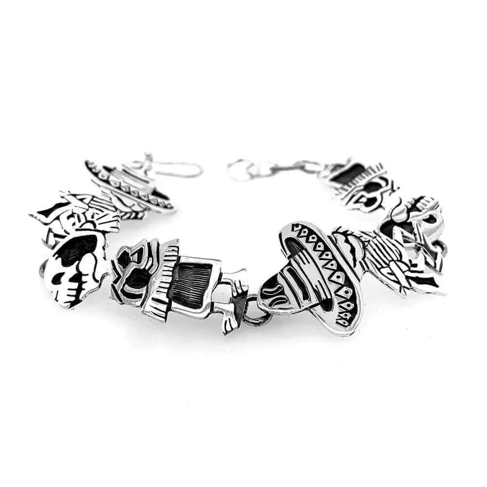 Dancing Skeletons Sterling Silver Bracelet