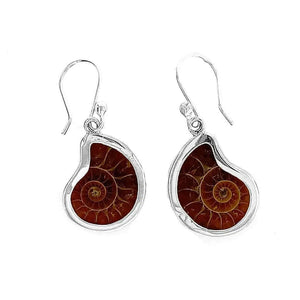 Silver Earrings with Ammonite - Nueve Sterling