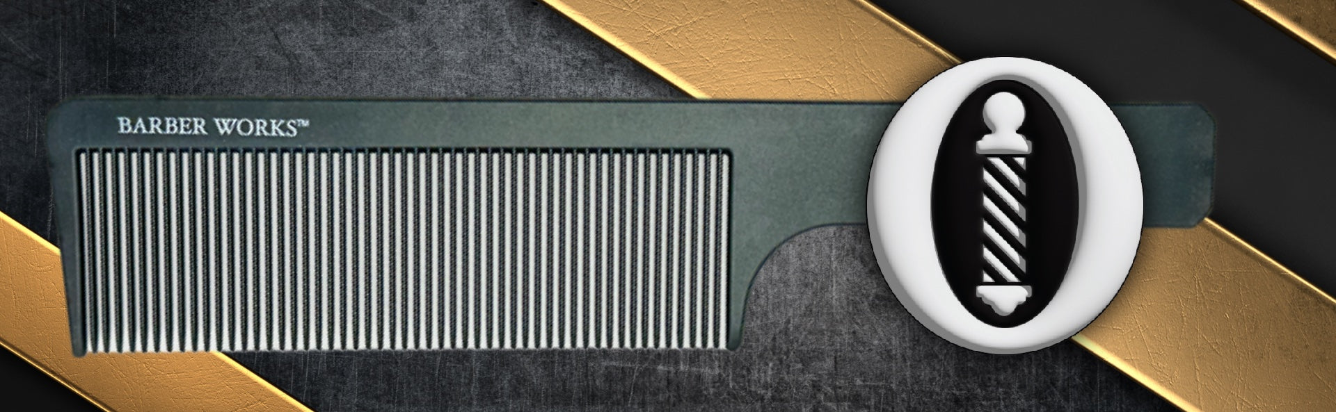 Barber Works 9-inch Fade Comb, showcasing professional quality and sleek design, perfect for creating smooth fades and blends in hairstyling.