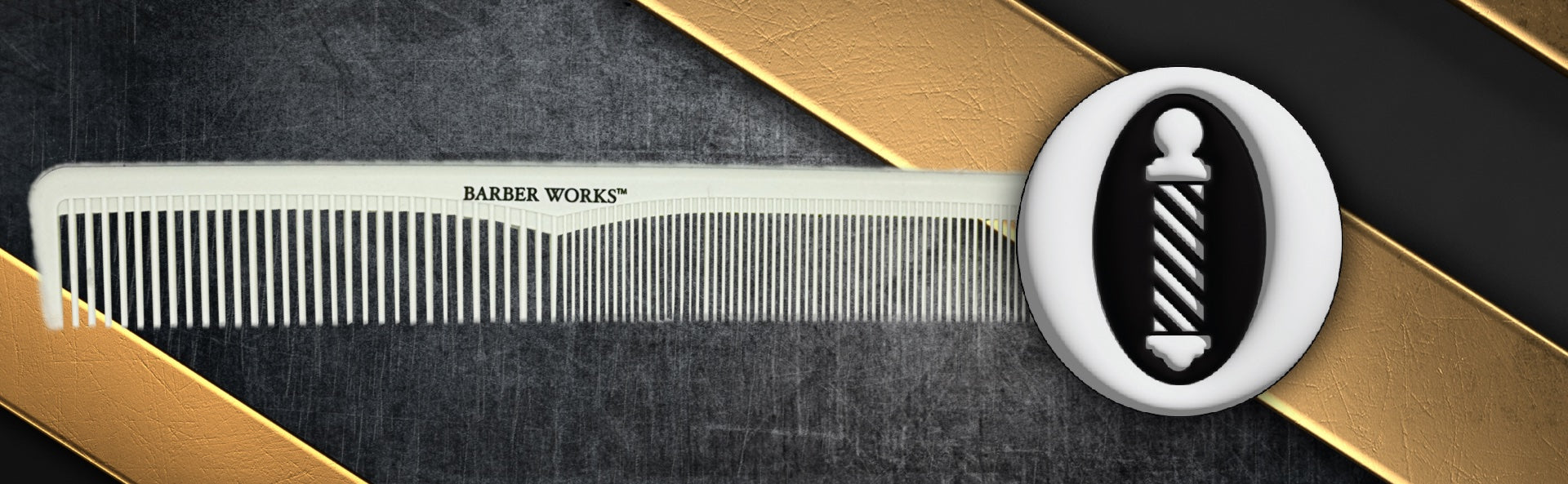 Professional Barber Works 7-inch Styling Comb made from hybrid ceramic and ABS plastic, designed for versatile hairstyling and superior durability.