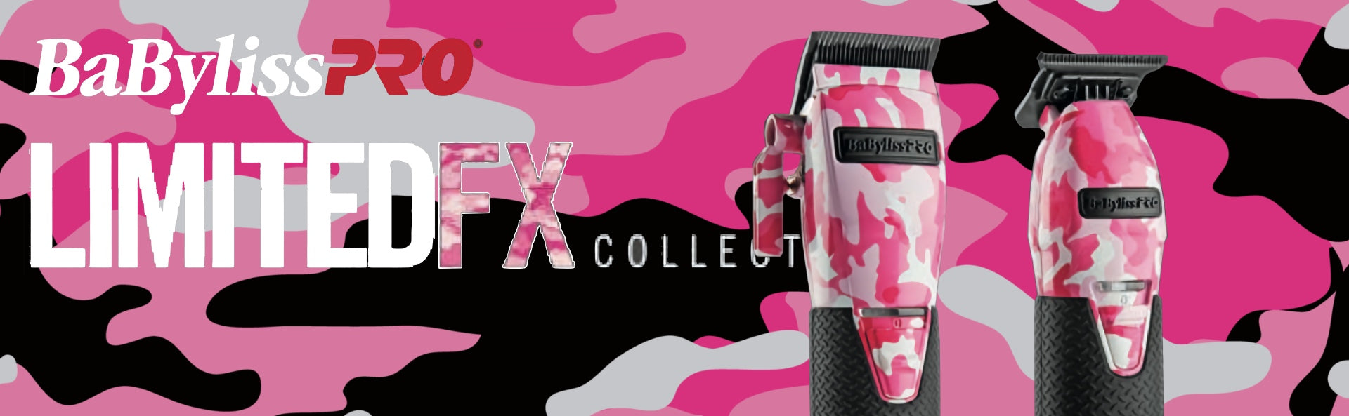 BaBylissPRO LimitedFX Collection Pink Camo Metal Lithium Clipper and Trimmer Set