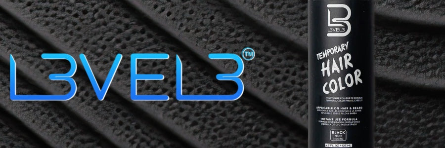 L3VEL3 Temporary Beard Hair Color in Black, ideal for quick gray coverage and enhancing hair vibrancy with a gentle, effective formula.