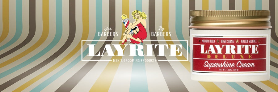 Container of Layrite Supershine Cream, showcasing its ability to create high-shine, sleek hairstyles, suitable for various hair types
