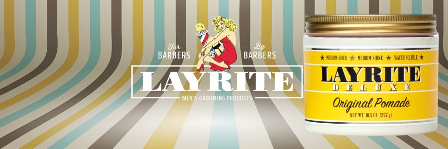 Container of Layrite Original Pomade, showcasing its versatile styling capabilities and easy washability, ideal for various hair types and lengths.