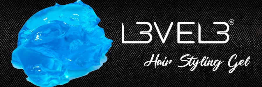 L3VEL3 Hair Styling Gel container, ideal for strong hold and shiny hairstyles.