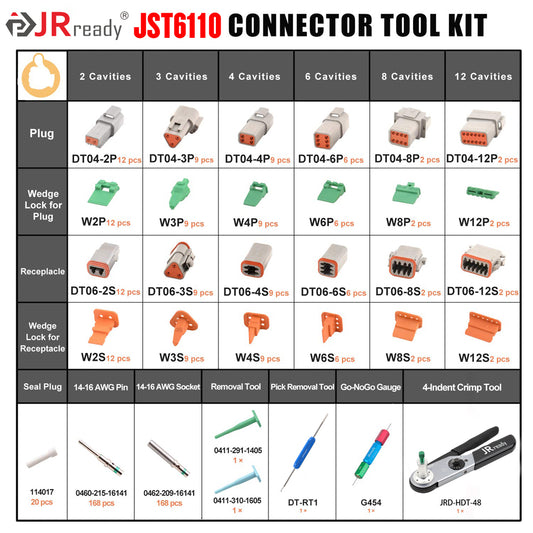 JRready ST6293 Deutsch DTM Connector Kit 2 3 4 6 8 and 12 Pin Automoti –  JRDTOOLS