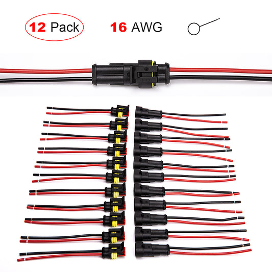 5 Pairs 2 Pins Way Auto Car Waterproof Electrical Wire Cable