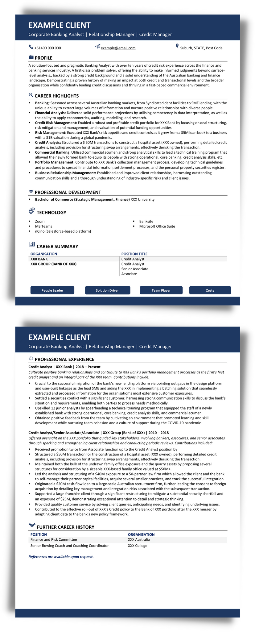 Banking & Financial Resume Best Example