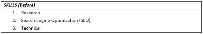 Resume Before Skills example