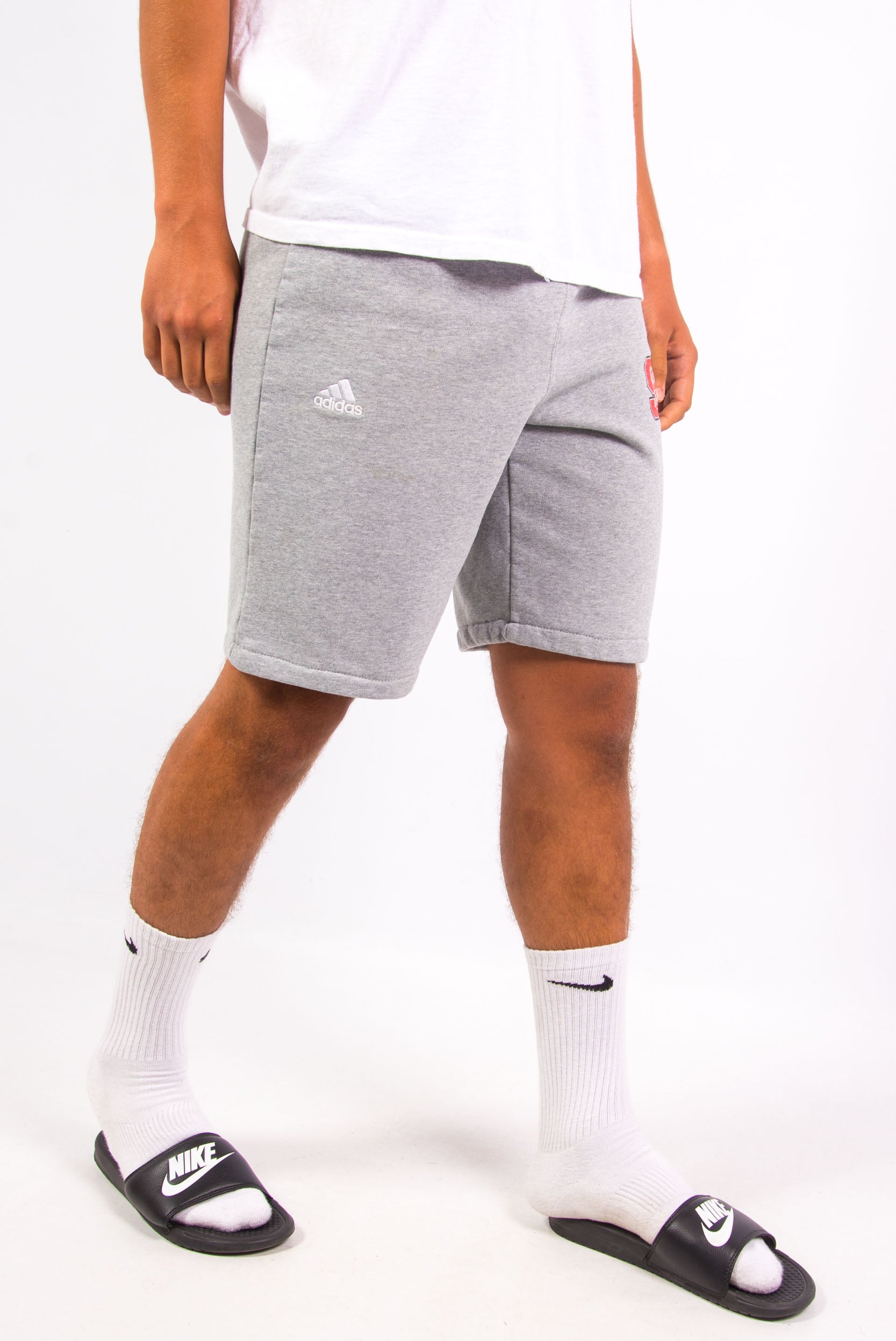 adidas grey jogger shorts