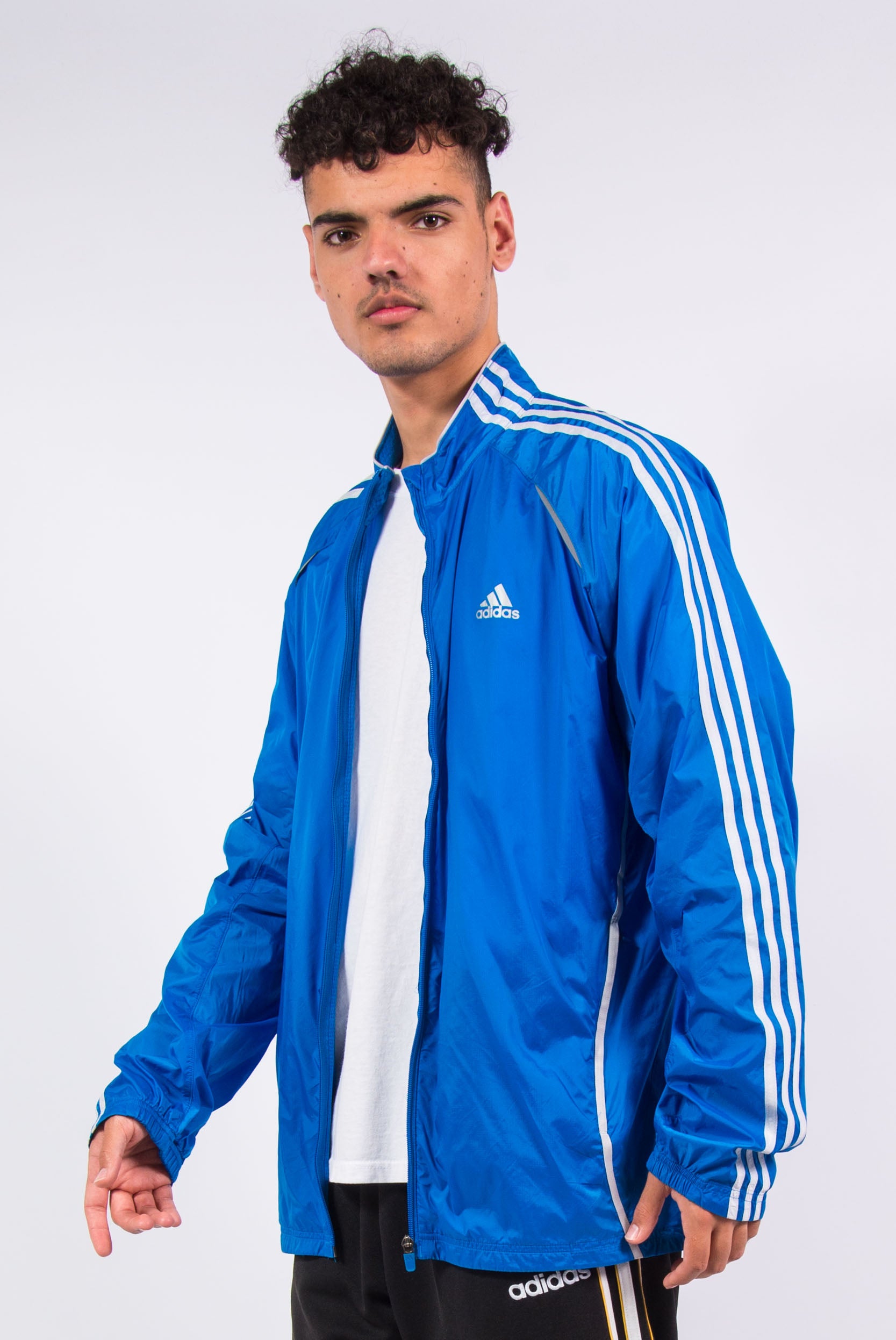 blue adidas jacket outfit