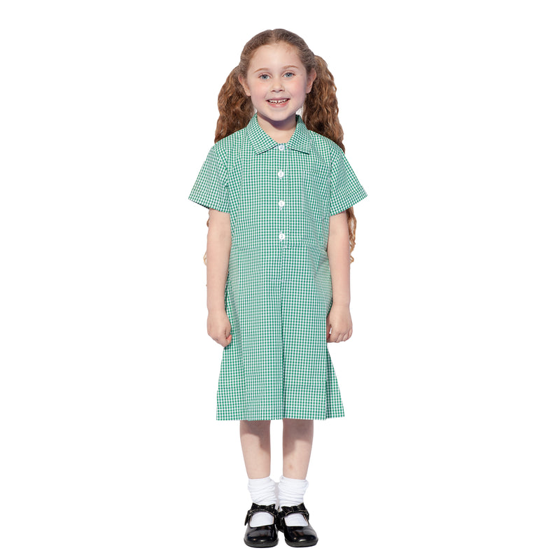 green checked school dress