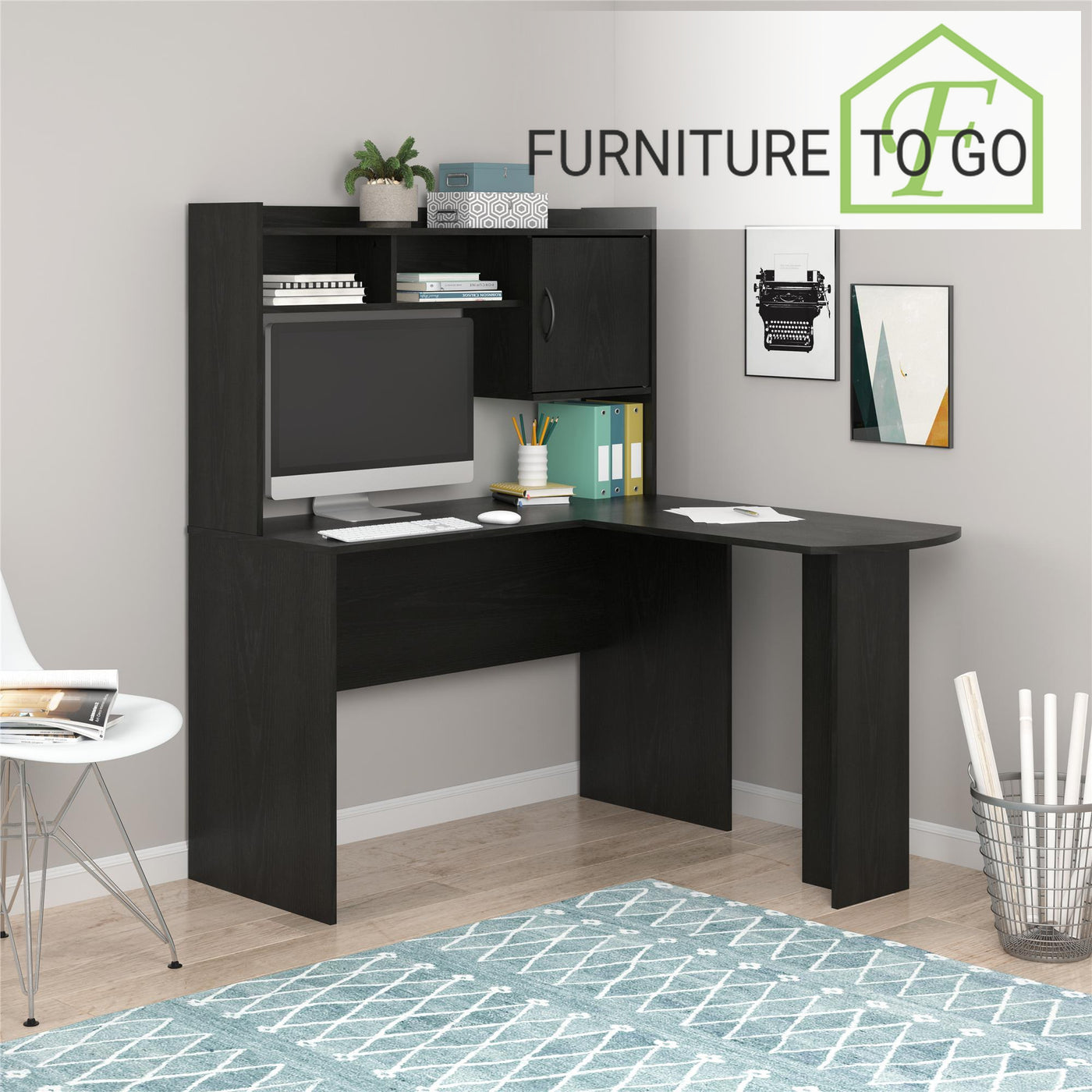 Clearance Furniture In Dallas 60 00 Black L Shaped Desk With Hutch