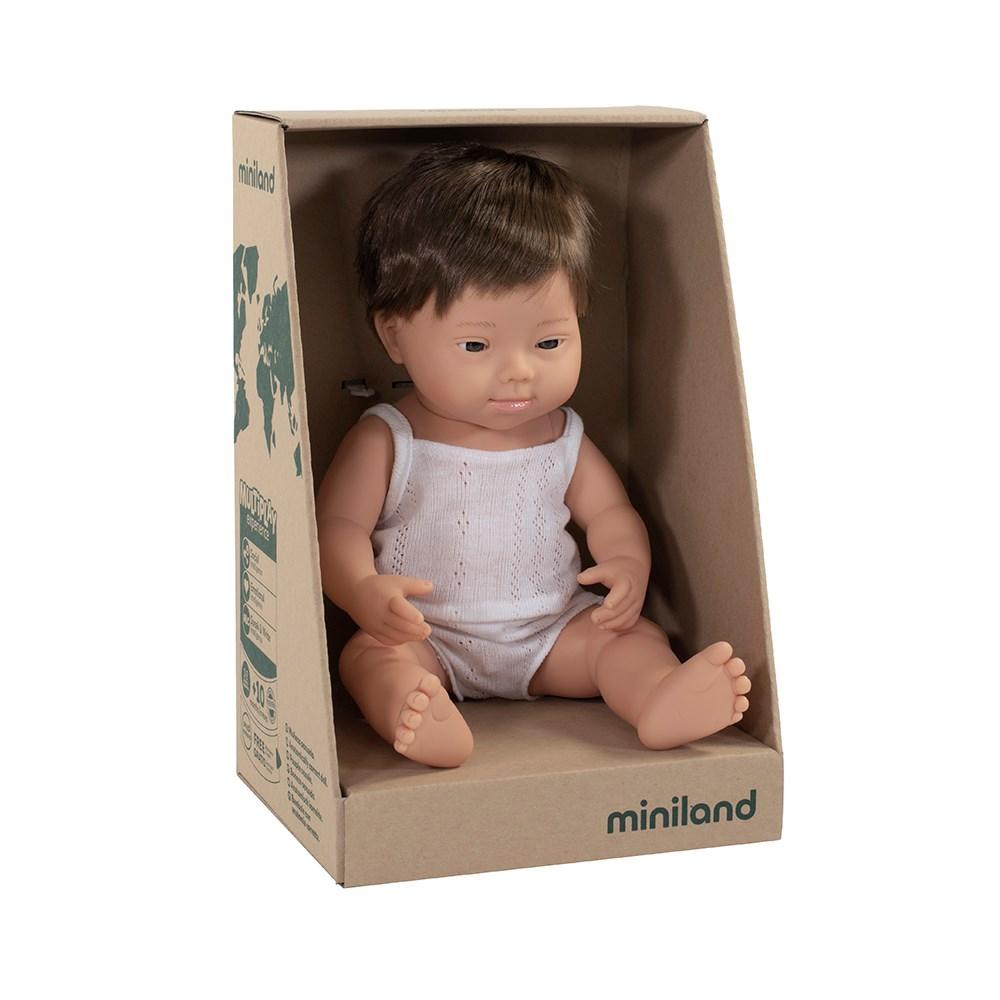 Miniland Caucasian Boy Baby Doll Down Syndrome 38cm | The Toy Box