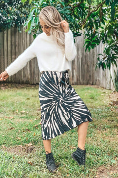 WASHED TIE DIE MIDI SKIRT