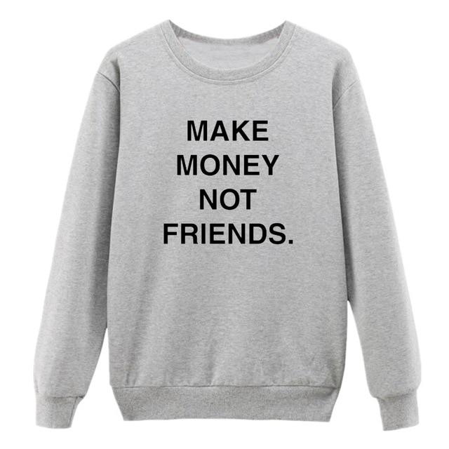 Make Money Not Friends White T Shirt With Printed Logo