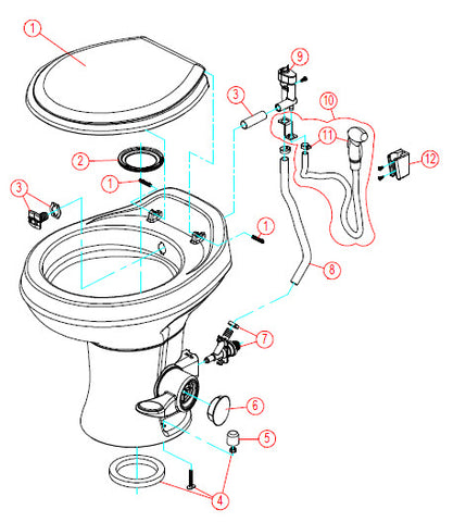 Sealand Dometic 300 Gravity Toilet Spare Parts