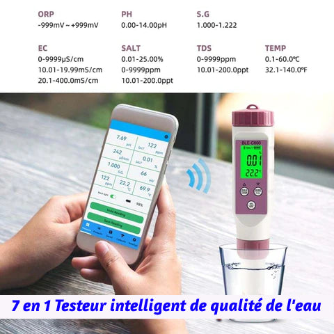 7 in 1 Testeur intelligent de la qualité de l'eau : Ph de l eau, Analyseur  eau piscine, Testeur Ph piscine, Testeur ph – BGadgets France