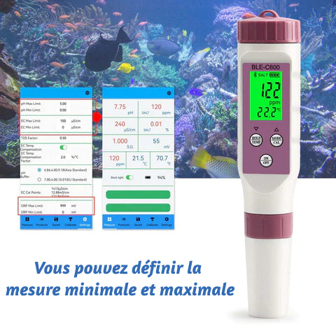 7 in 1 Testeur intelligent de la qualité de l'eau : Ph de l eau, Analyseur  eau piscine, Testeur Ph piscine, Testeur ph – BGadgets France