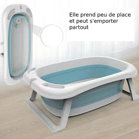 Baignoire Bébé Pliable en PP avec Coussinet Suspension Bouchon de