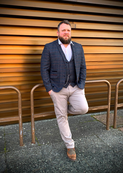 Marc Darcy Luca Navy Suit with grey chinos