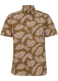 Cotton shirt palm pattern tan.