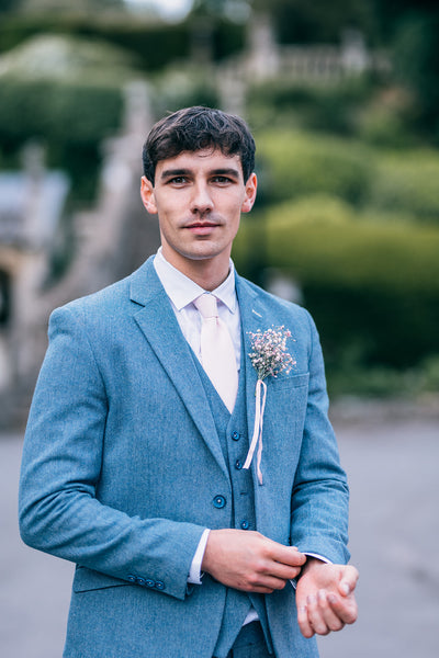 Blue men's suit for groom's outfit