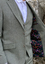 Load image into Gallery viewer, Skopes Sage Herringbone Suit Waistcoat &amp; Jacket Lining
