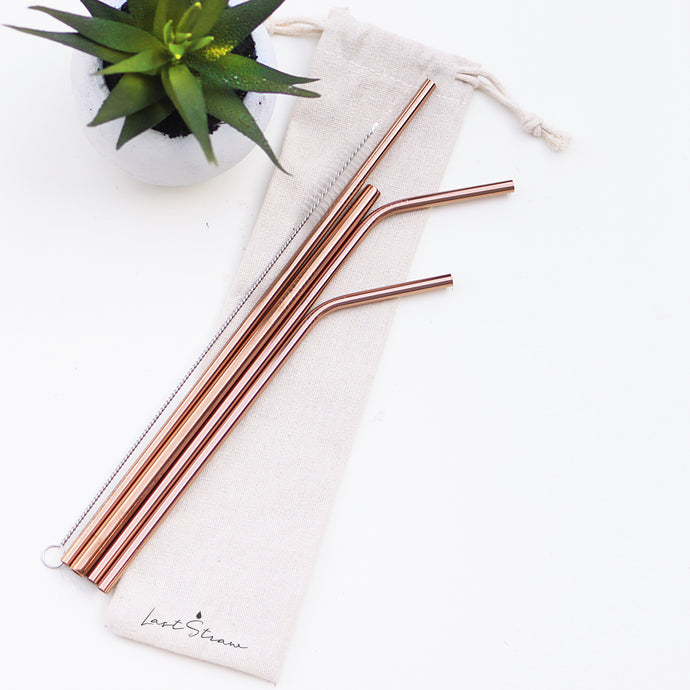 Rose Gold Stainless Steel Straws-5pc set