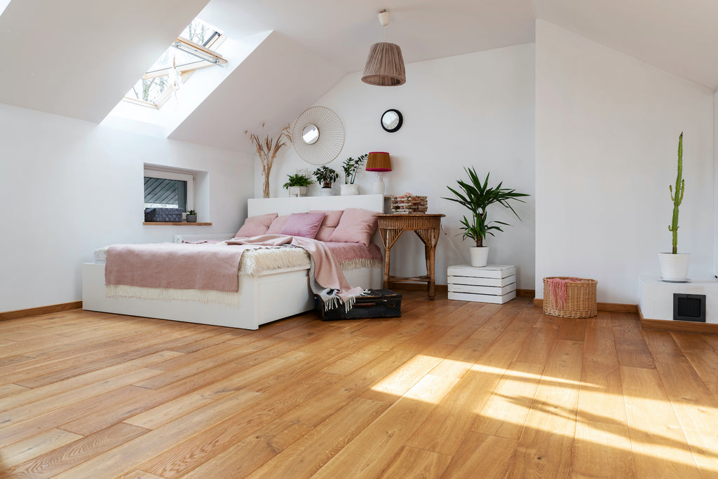 Bedroom with wooden floors