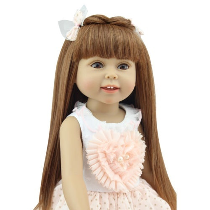 18 Cute Baby Dolls Long Hair Brown Eyes American Girl Toy Doll Gifts Diy