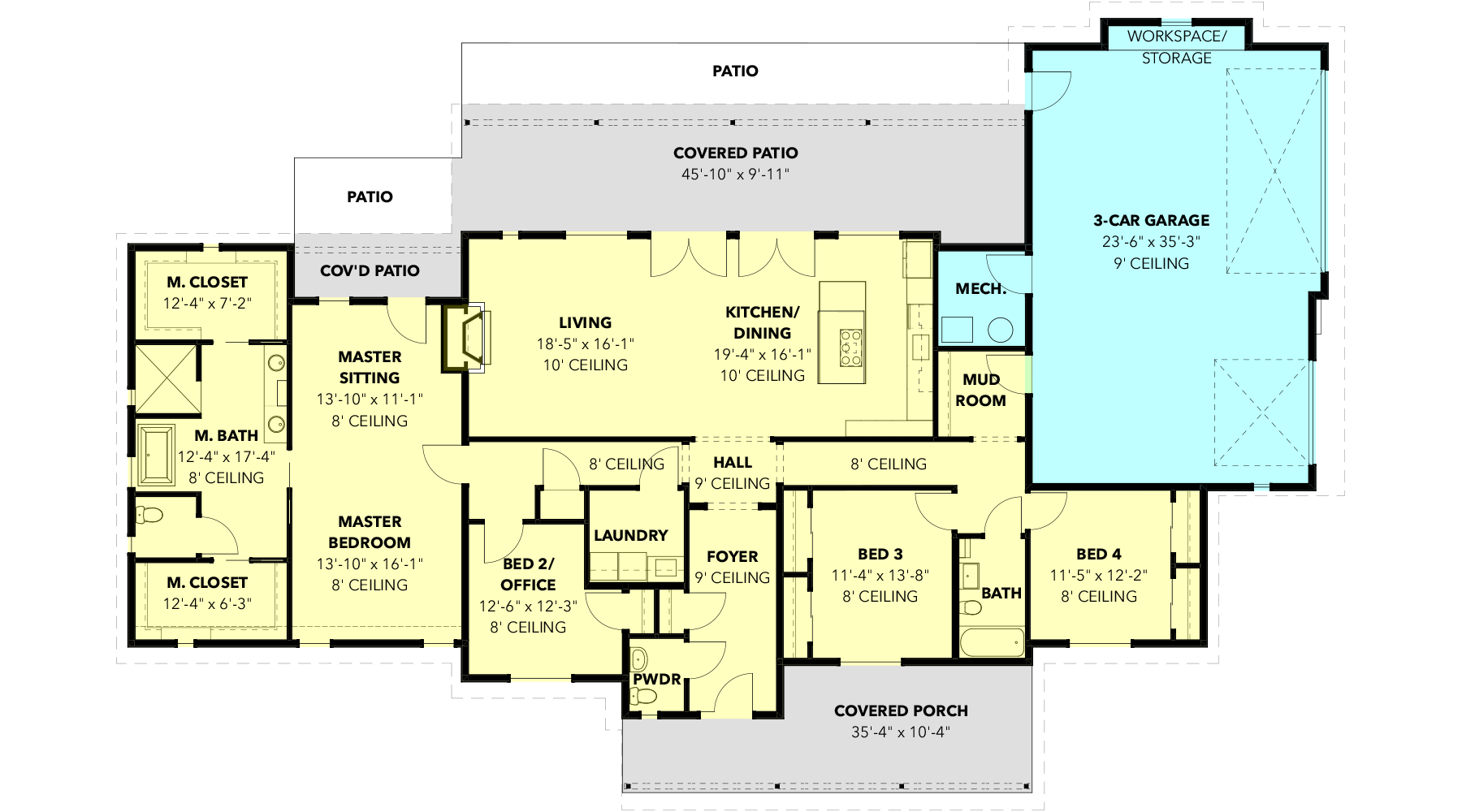 NEST Home Plans | LOULA | Farmhouse Ranch | 4 bed 2.5 bath 3 car – NEST ...
