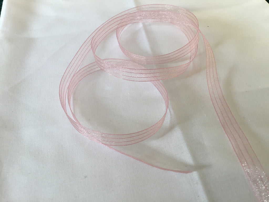 May Arts Ribbon and Trims Organza Stripe Ribbon - 10mm - Pink