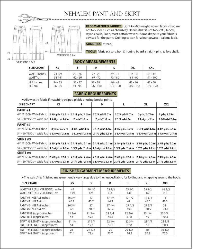 Nehalem Pants and Skirt - Sew House Seven - Digital PDF Download Patte ...