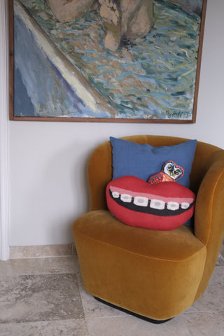 funny pillow that represents mouth decor living room