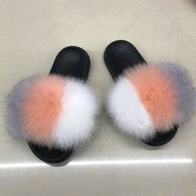 Charger l&#39;image dans la galerie, Fluffy Slides Female Sandals Furry Indoor Slippers Fox Fur Slides Plush Summer Women Cute Casual 2020 New Hot Sale