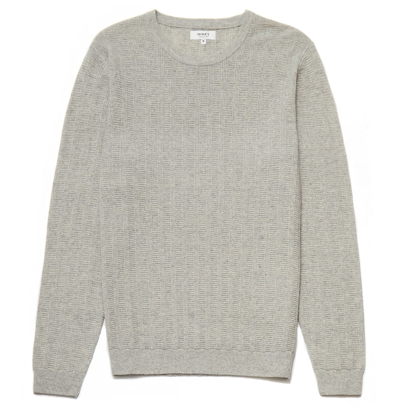 Mens Lambswool Blend Crew Neck Jumper in Grey – Nines Collection