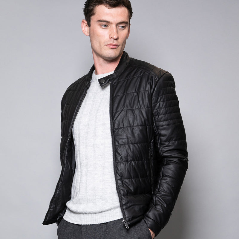 Filip Men's Faux Leather Biker Jacket | Nines Collection