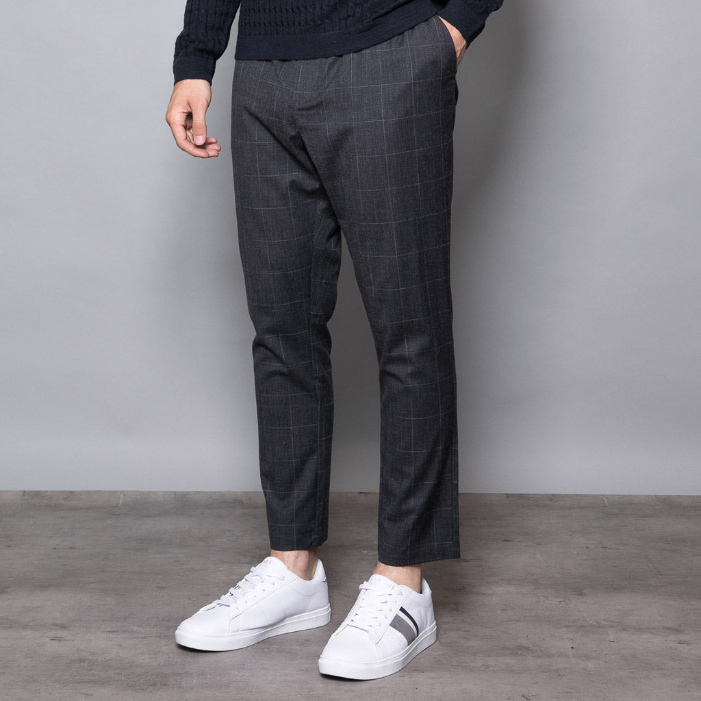 Kylar Men's Smart Jogger Trousers In Grey Check – Nines Collection