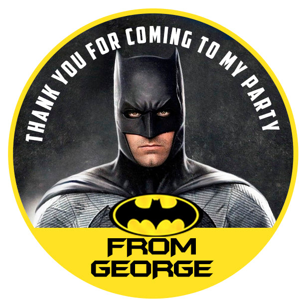 PERSONALISED BATMAN- SUPERHERO PARTY STICKERS/THANK YOU SEALS -DS1 –  