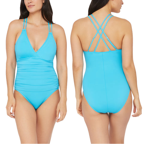 Island Goddess Underwire Cross-Back One Piece in Poolside