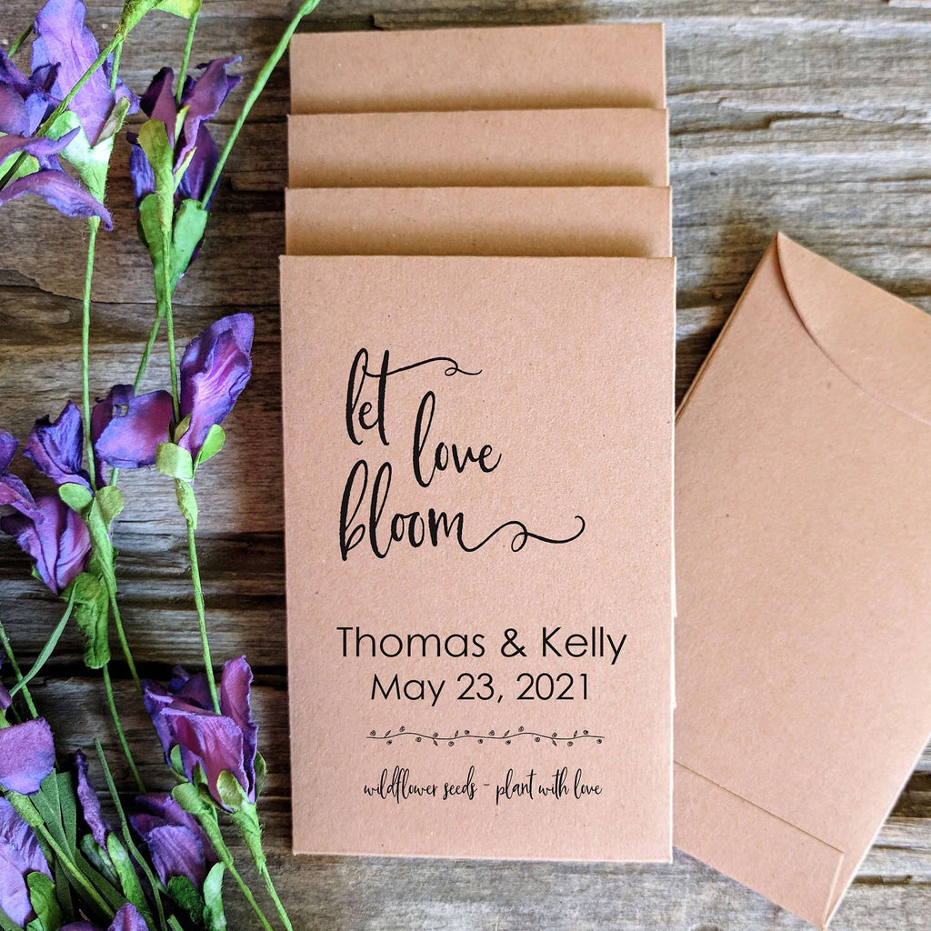 Personalized Wedding Favor - Let Love Grow Seed Packet Envelope