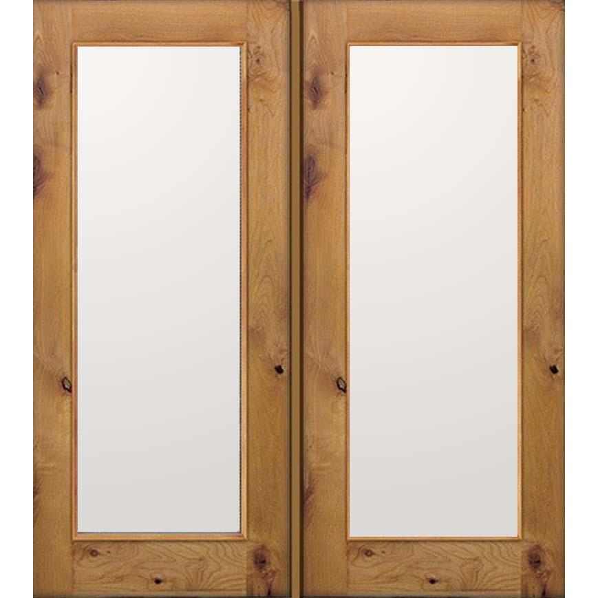 Krosswood Knotty Alder Full Lite Clear Exterior Double Doors